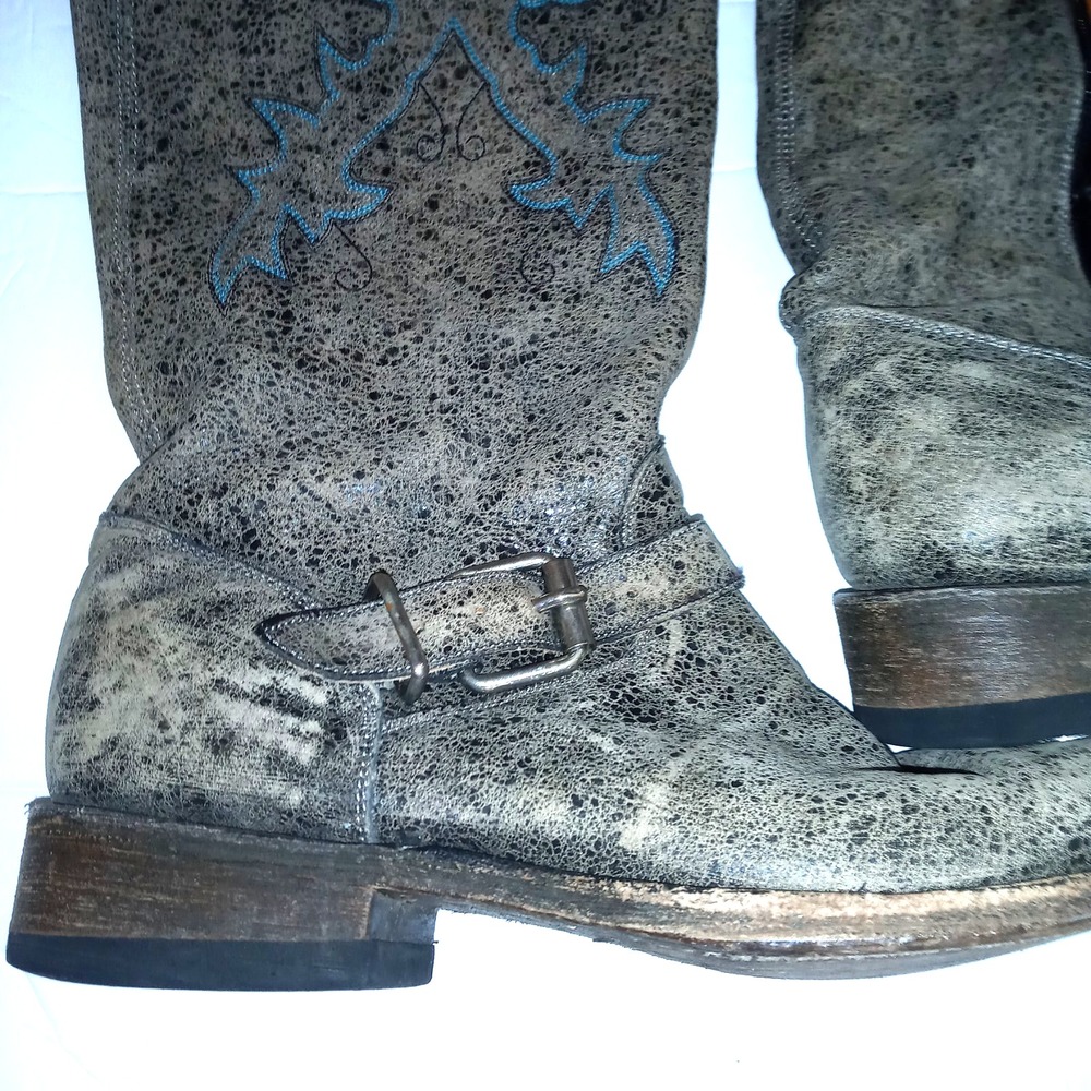 Miz Mooz Domino Sz 9 Stitching Engineered Distressed Riding Moto Leather Boots